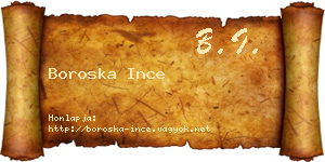 Boroska Ince névjegykártya